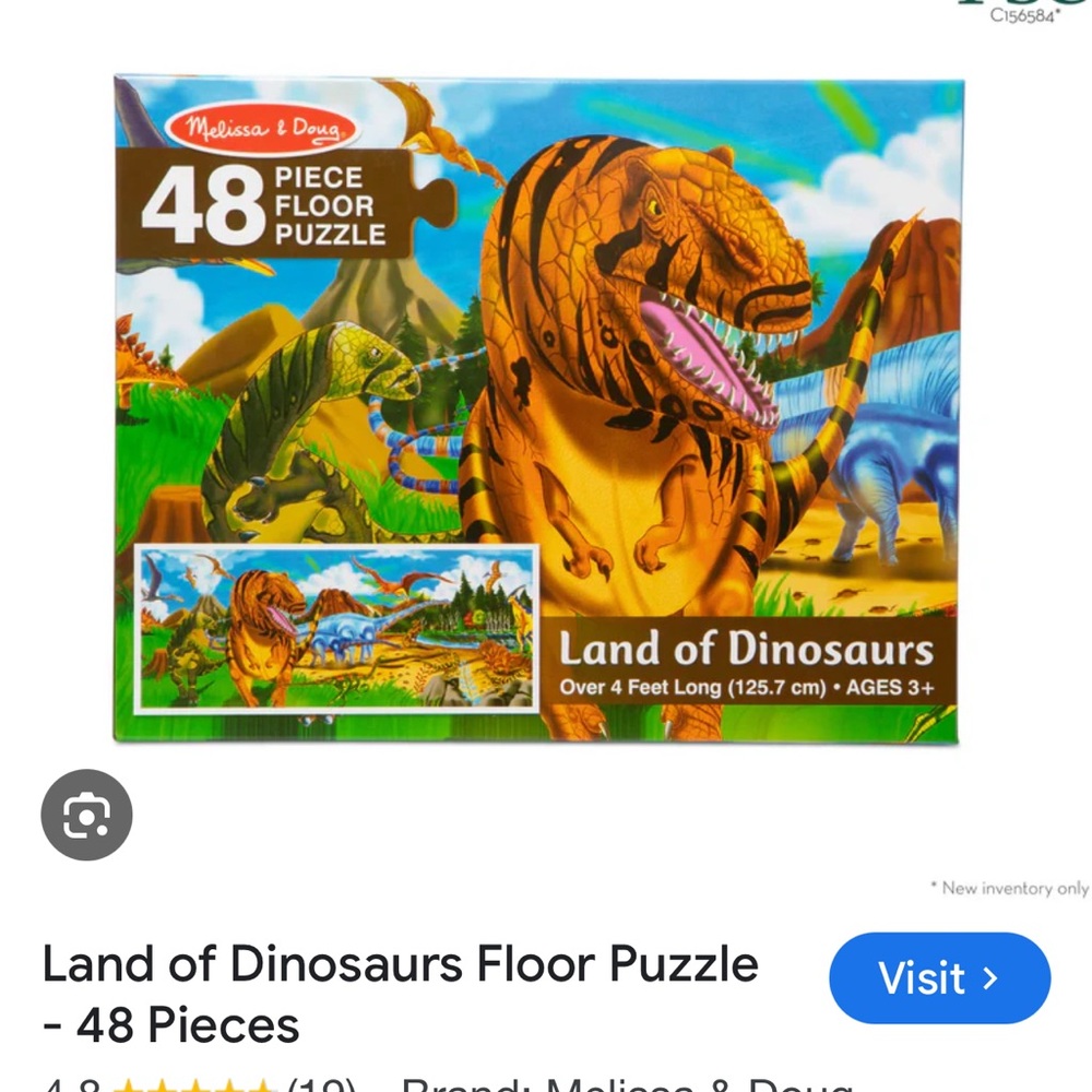 Melissa & Doug Dinosaur Puzzle Green and Orange 48 Pieces